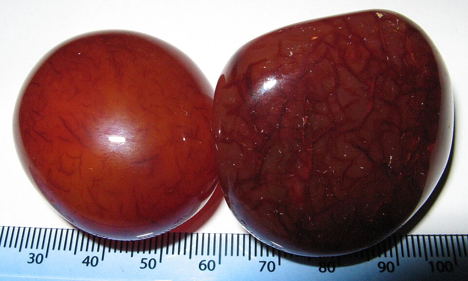 Two polished carnelian pebbles