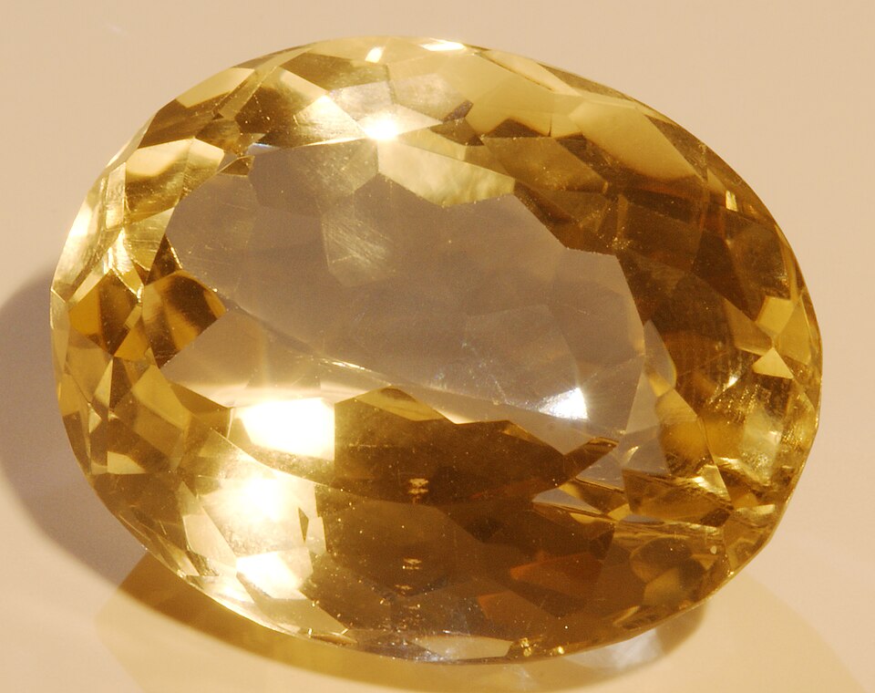 A cut yellow citrine stone