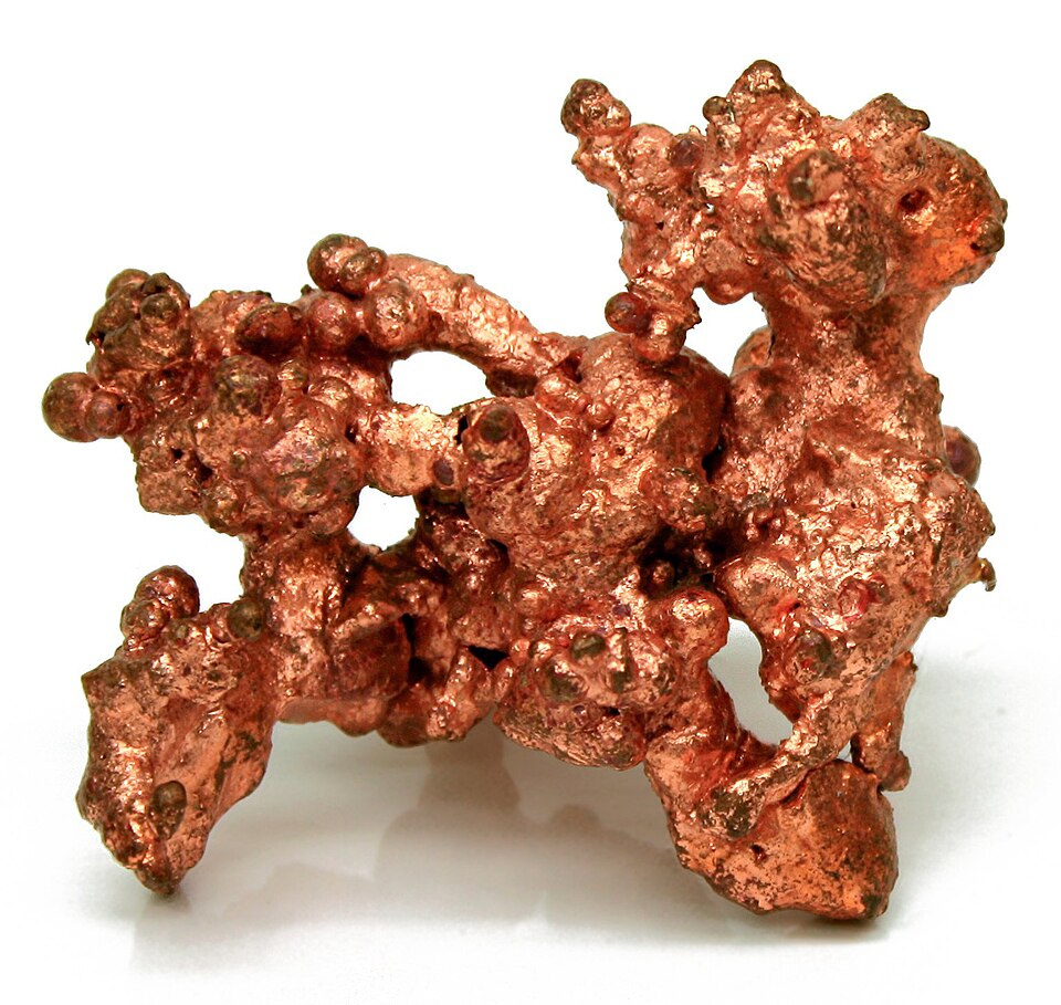 A lumpy piece of native copper