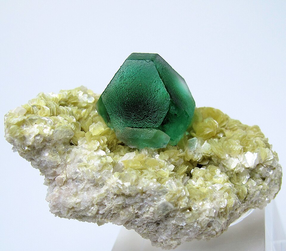 A green fluorite crystal