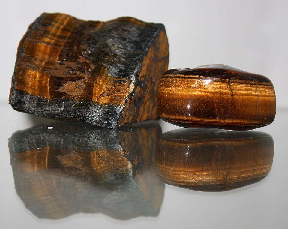 A polished slice of tiger's eye